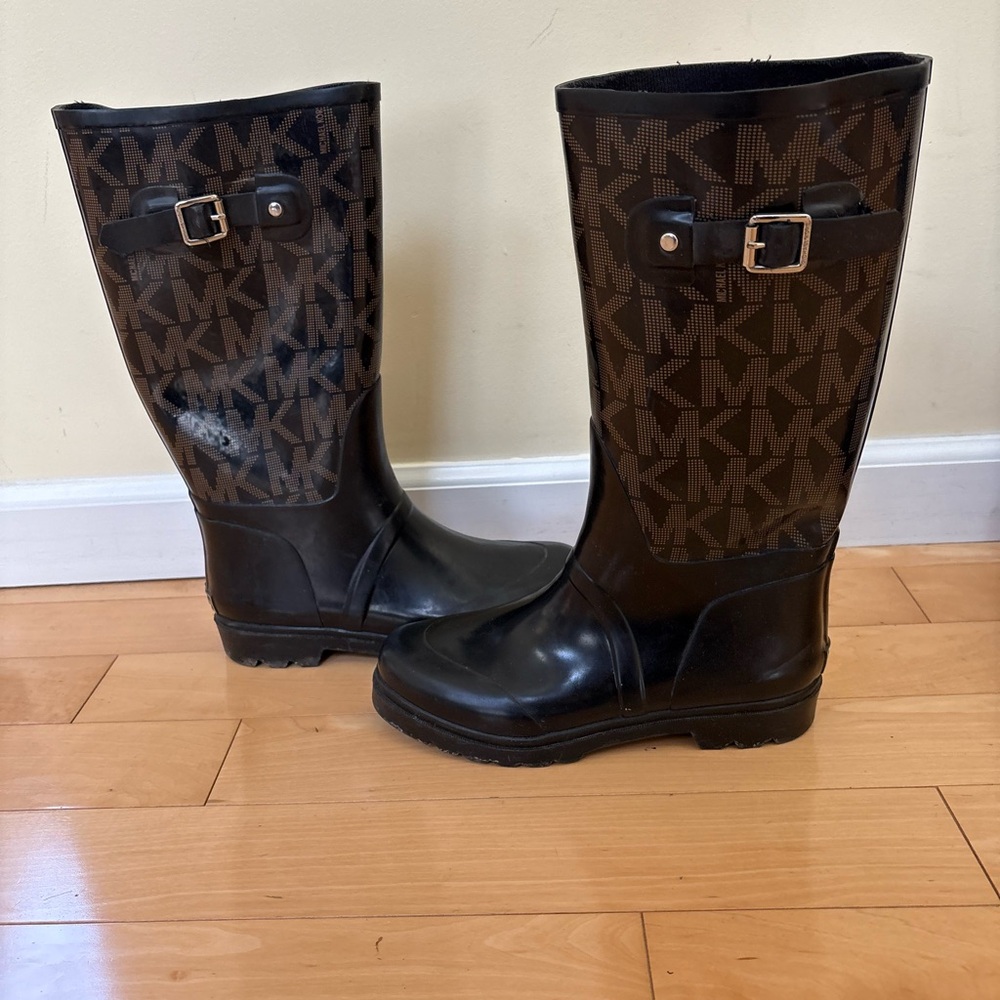 Michael Kors Black Monogram Rain Boots